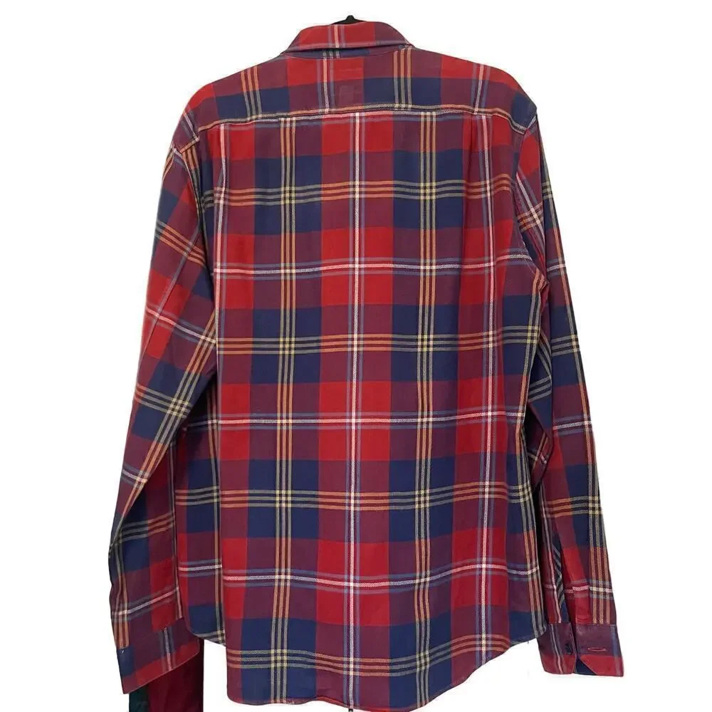J. Crew Men.s Cotton Plaid Long Sleeves Shirt Size Large
